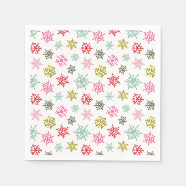 Multicolored snowflake pattern – winter christmas serviette (Vorderseite)