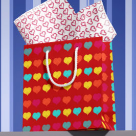 Multicolored stylish hand-drawn heart shapes mittlere geschenktüte