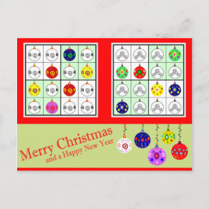 Multicolored Sudoku for Christmas Feiertagspostkarte