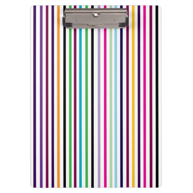 Multicolored Vertical Striped Clipboard Klemmbrett (Vorderseite)