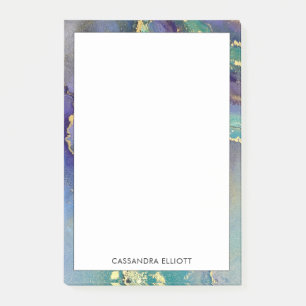 Multicolors & Gold Marbled Abstrakt Liquid Art Post-it Klebezettel