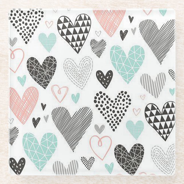 MultiDesign-Herz Glasuntersetzer (Vorderseite)