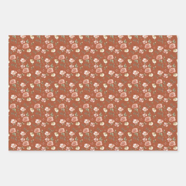 Multifloral von Burnt Orange Geschenkpapier Set (Vorderseite)