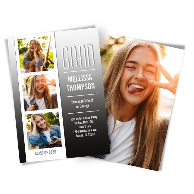 MultiFoto Moderne Graduierungspartei Einladung (Graduation photo invitation template. )