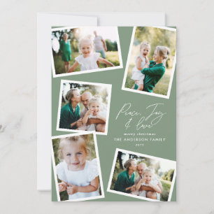 MultiFoto Modernes, elegantes Drehbuch mit grünem Feiertagskarte