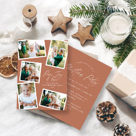 MultiFoto Modernes, elegantes Drehbuch Terracotta- Feiertagskarte