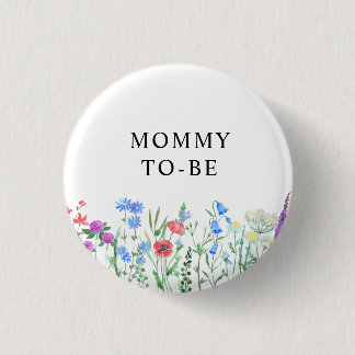 Multihued Wildflower Baby Shower Celebration Button