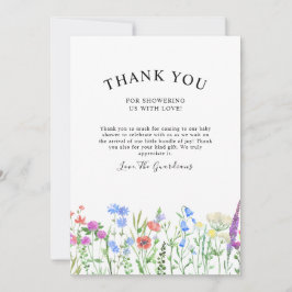 Multihued Wildflower Baby Shower Celebration Dankeskarte
