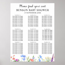 Multihued Wildflower Baby Shower Seating Charts Poster
