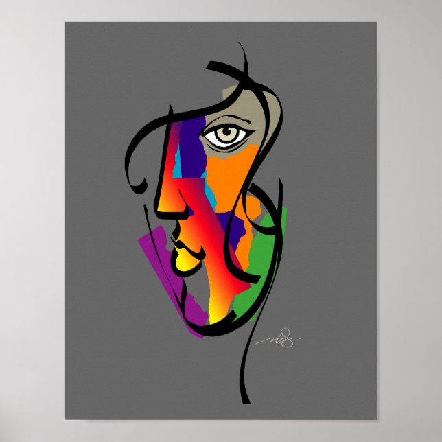 Multikulturelle Frau auf Grau Poster (Vorne)