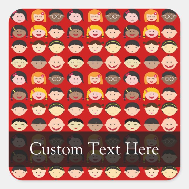 Multikulturelle Kinder Quadratischer Aufkleber (Vorderseite)
