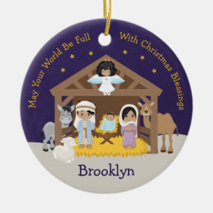 Multikulturelle Krippe Keramik Ornament