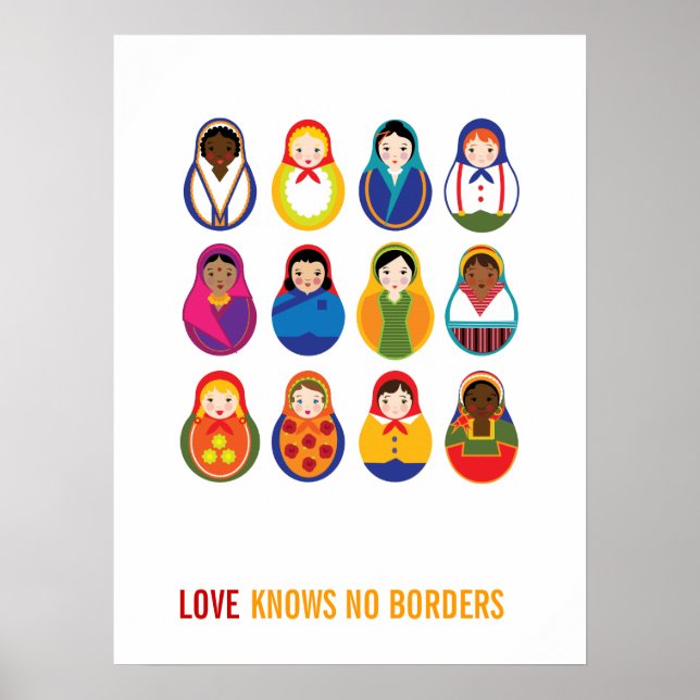 Multikulturelle Liebe von Nesting Dolls kennt kein Poster (Vorne)