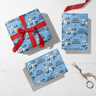 Multikultureller Boy Hockey Personalisiert Geschenkpapier Set