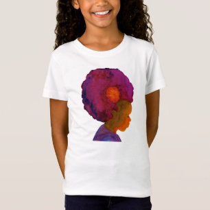 Multikultureller rosa Afro-Silhouette-Mädchen-T - T-Shirt