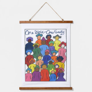 Multikulturelles Band Wandteppich Mit Holzrahmen