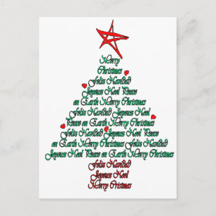 Multilanguage Chistmas Card Feliz Natal Tree Feiertagspostkarte
