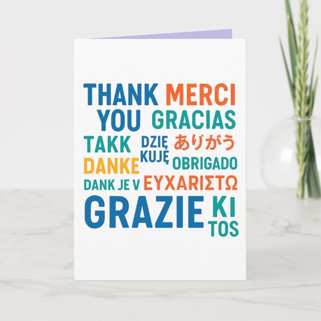 🌍 "Multilingual Dankbarkeit" Karte (Vorderseite)
