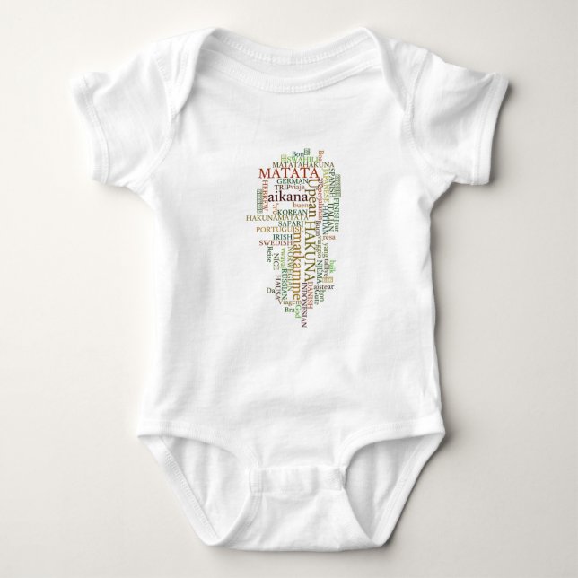 Multilingual Hakuna Matata Global Word Cloud Art Baby Strampler (Vorderseite)