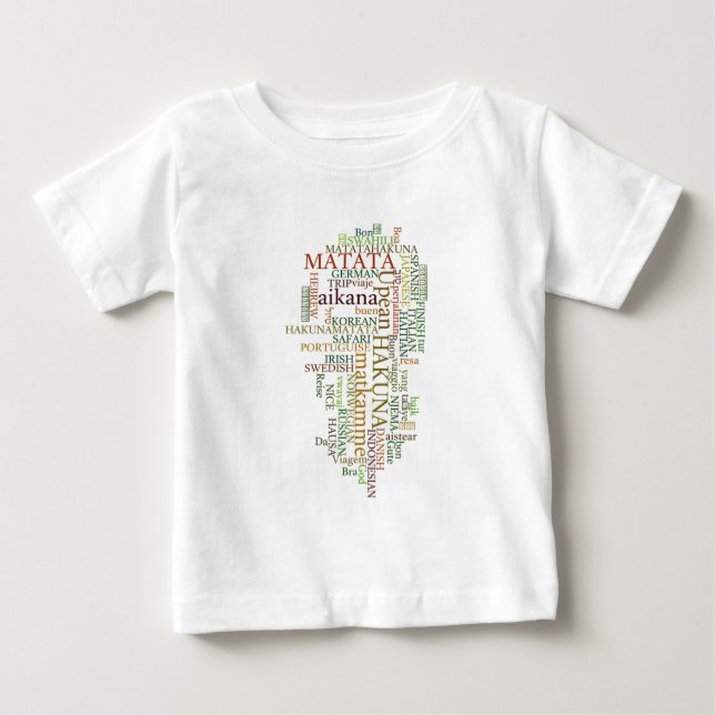 Multilingual Hakuna Matata Global Word Cloud Art Baby T-shirt (Vorderseite)