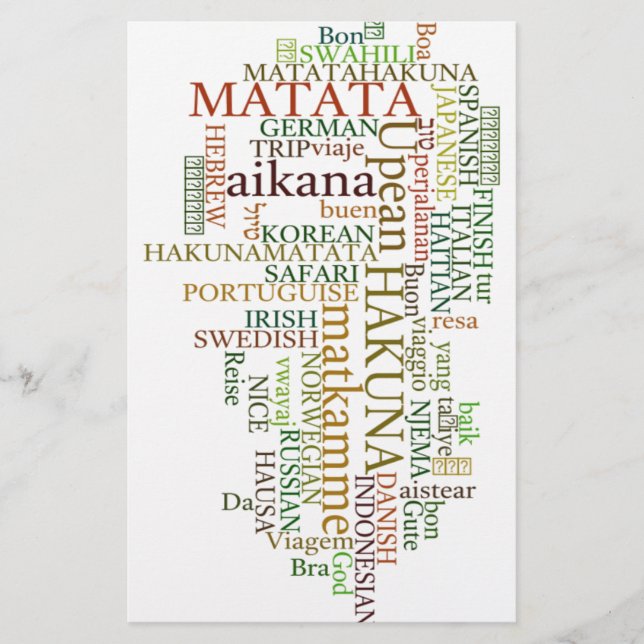 Multilingual Hakuna Matata Global Word Cloud Art Briefpapier (Vorderseite)