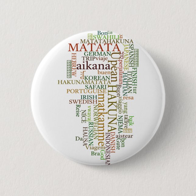 Multilingual Hakuna Matata Global Word Cloud Art Button (Vorderseite)