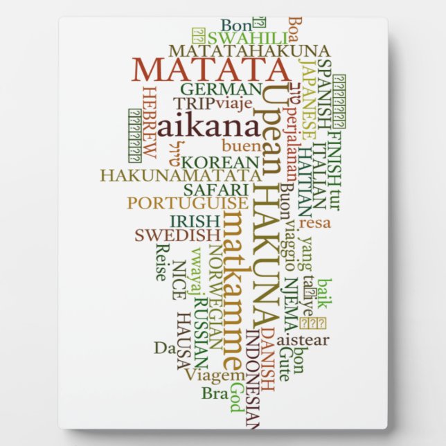 Multilingual Hakuna Matata Global Word Cloud Art Fotoplatte (Vorderseite)