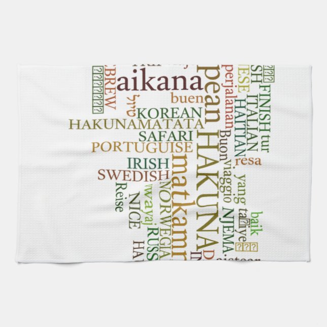 Multilingual Hakuna Matata Global Word Cloud Art Handtuch (Horizontal)