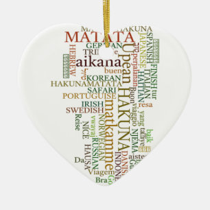 Multilingual Hakuna Matata Global Word Cloud Art Keramik Ornament