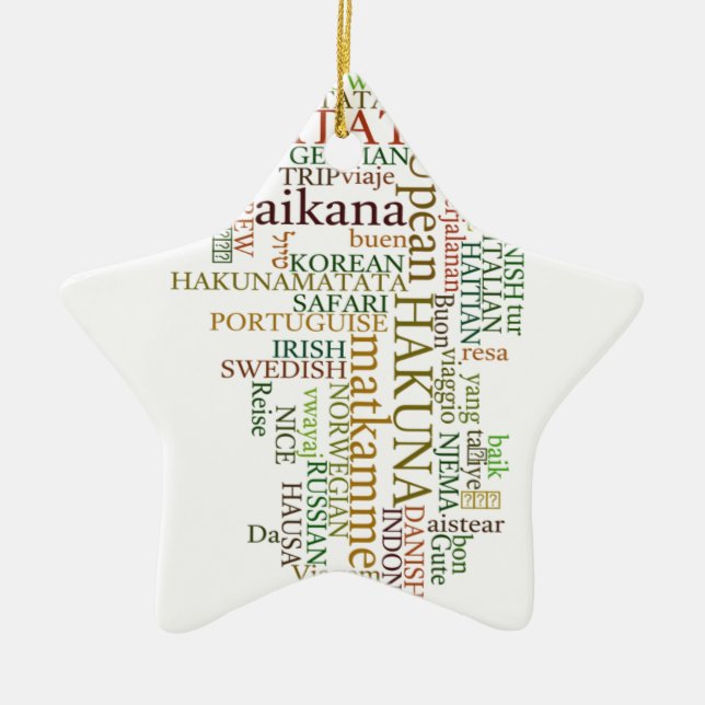 Multilingual Hakuna Matata Global Word Cloud Art Keramikornament (Vorne)