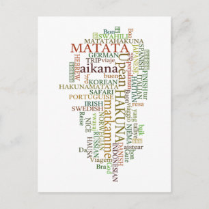 Multilingual Hakuna Matata Global Word Cloud Art Postkarte