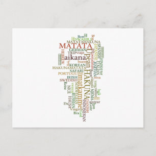 Multilingual Hakuna Matata Global Word Cloud Art Postkarte