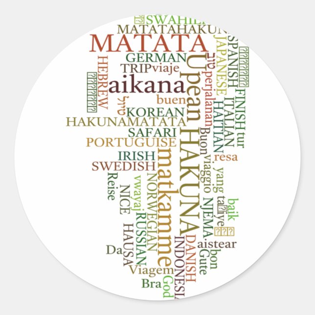 Multilingual Hakuna Matata Global Word Cloud Art Runder Aufkleber (Vorderseite)