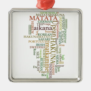 Multilingual Hakuna Matata Global Word Cloud Art Silbernes Ornament