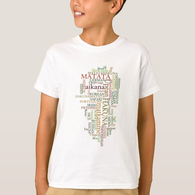 Multilingual Hakuna Matata Global Word Cloud Art T-Shirt (Vorderseite)