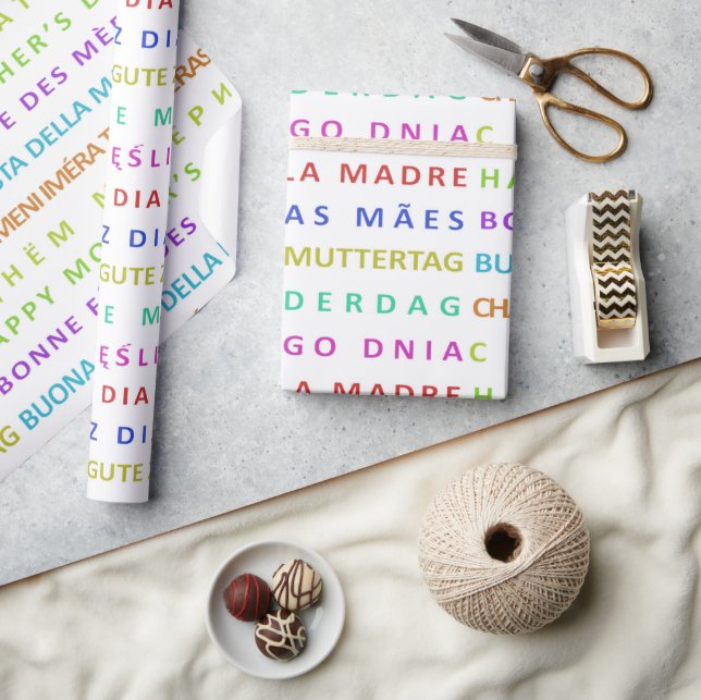Multilingual Muttertag Nahtloses Muster Geschenkpapier (Kunsthandwerk)