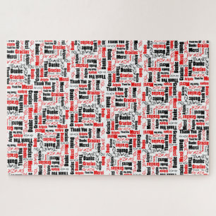 Multilingual Typography Thank You Red Black Puzzle