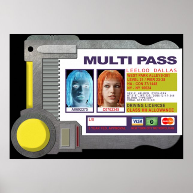 Multipass - vom fünften Element Inspiriert Poster (Vorne)