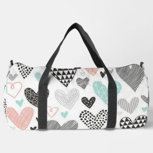 Multipattern-Herzen Duffle Bag