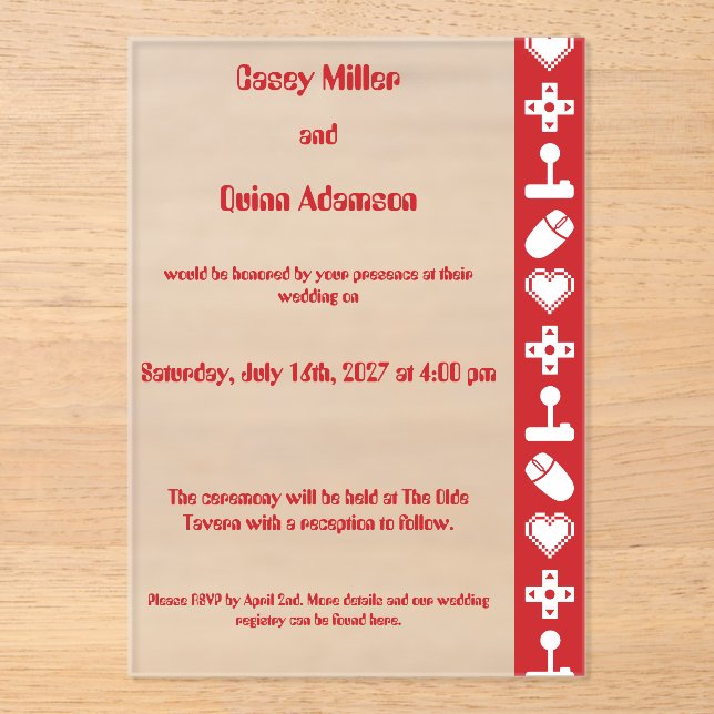 Multiplayer Mode in Cherry Acrylic Wedding  Acryleinladungen (Vorderseite)