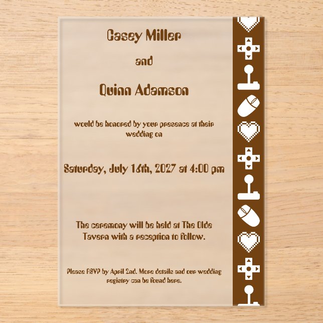 Multiplayer Mode in Chocolate Acrylic Wedding  Acryleinladungen (Vorderseite)