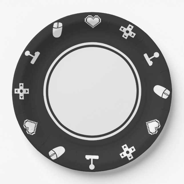 Multiplayer-Modus in der schwarzen Papierplatte Pappteller (Vorderseite)