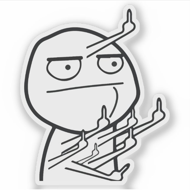 Multiple Middle Fingers Rage Face Meme Mug Aufkleber (Vorderseite)