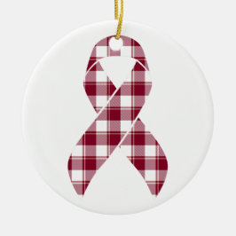 Multiple Myeloma Cancer Awareness Plaid Burgundy  Keramik Ornament