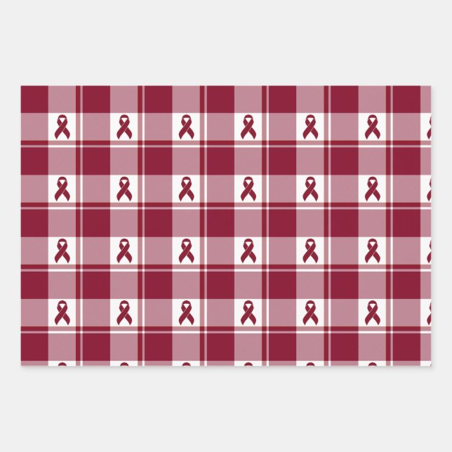 Multiple Myeloma Cancer Awareness Plaid Geschenkpapier Set (Vorderseite)