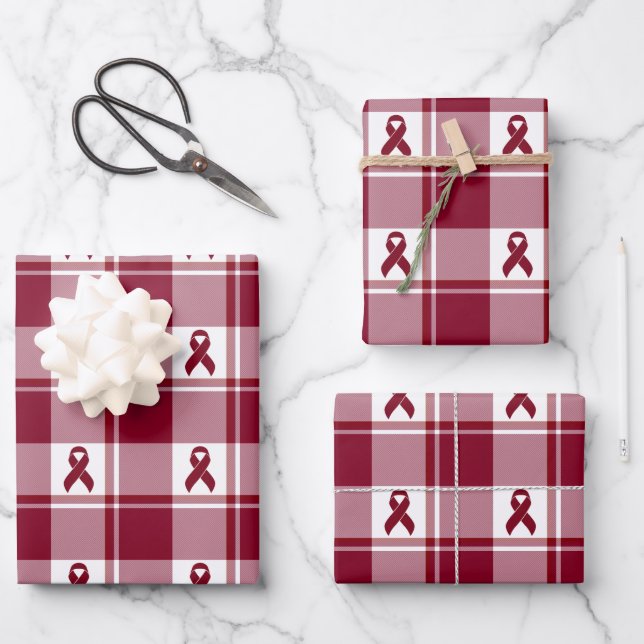 Multiple Myeloma Cancer Awareness Plaid Geschenkpapier Set (Vorderseite)