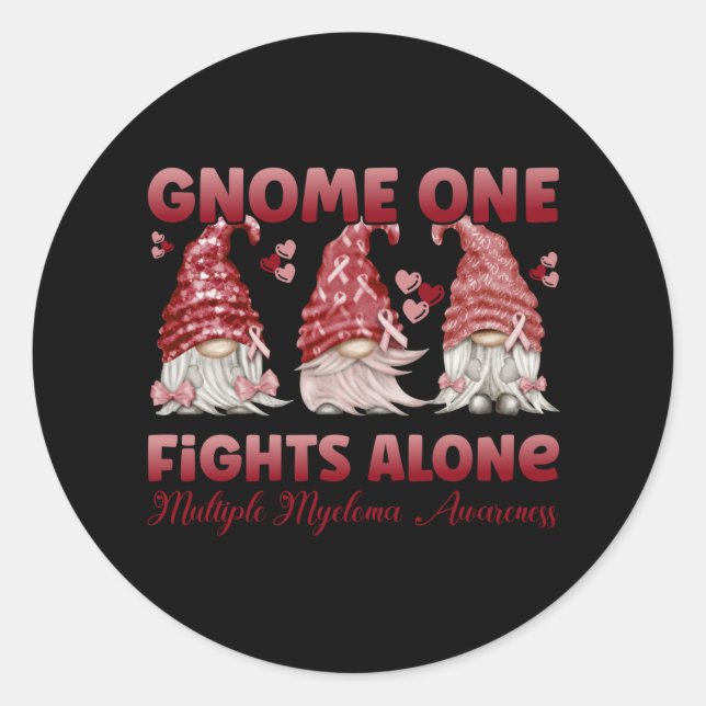 Multiple Myeloma Cancer Burgundy Ribbon Gnome Runder Aufkleber (Vorderseite)