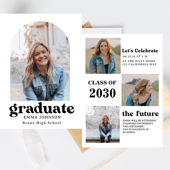 Multiple Photo Graduation Card, Minimalist Senior  Einladung (Von Creator hochgeladen)