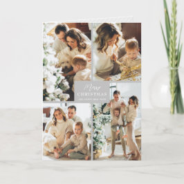 Multiple Photo Merry Christmas Grey Folded Feiertagskarte