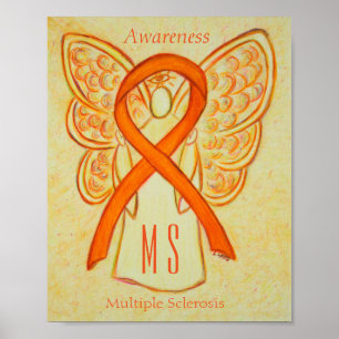 Multiple Sclerosis Awareness Angel Ribbon Posters Poster